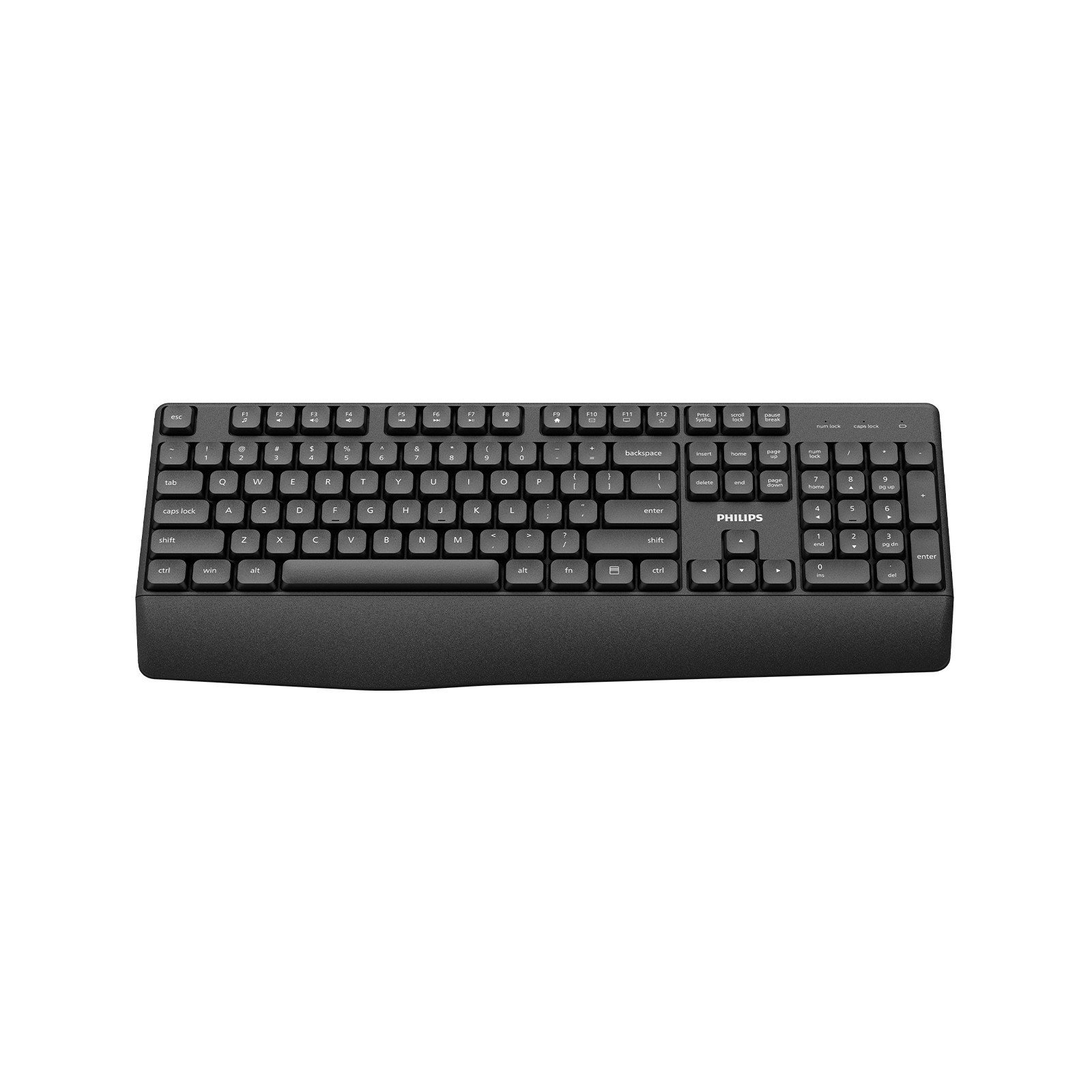 Ergonomik tasarımlı siyah Philips klavye, yakın çekim.