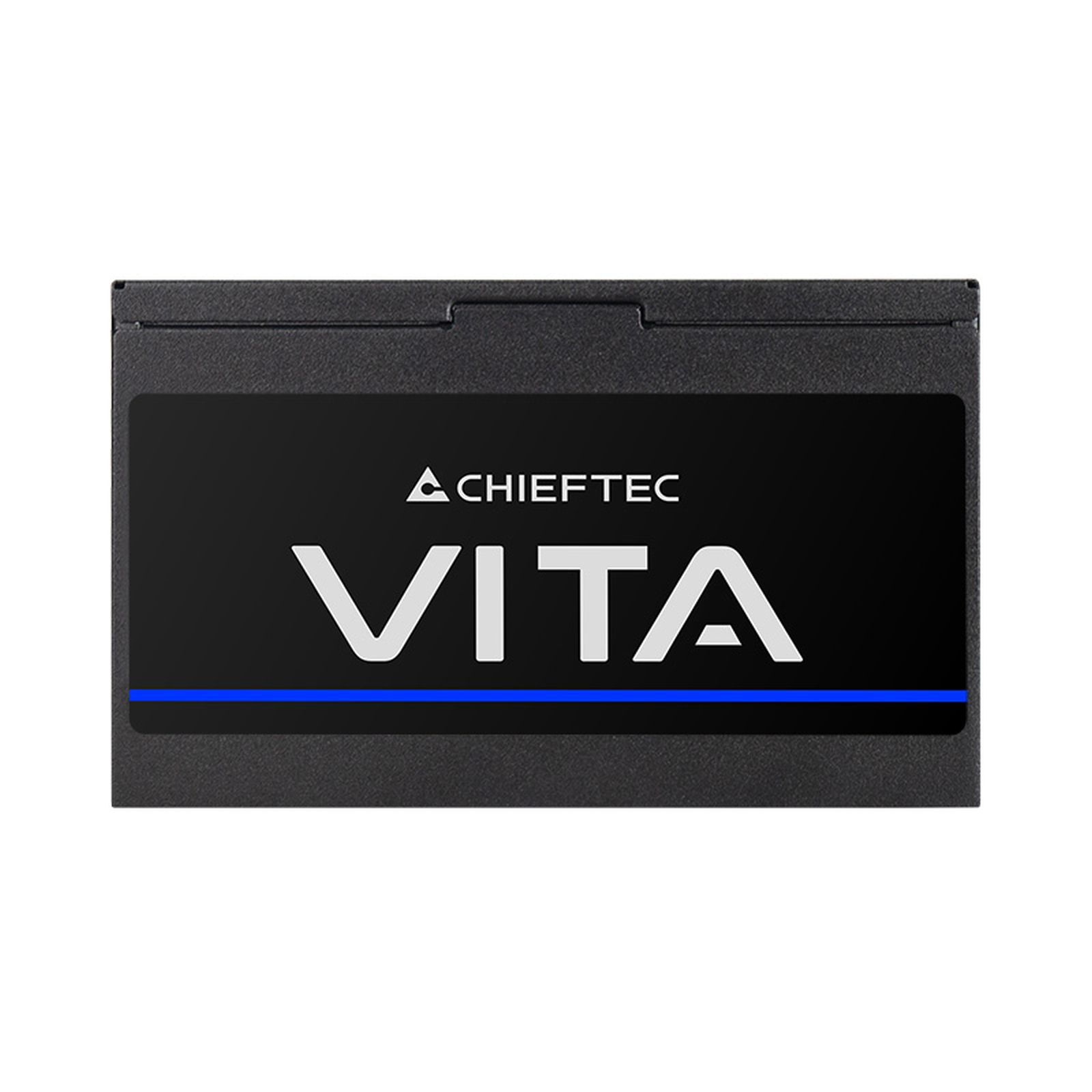 Czarny dysk SSD z niebieskim paskiem i logo VITA.