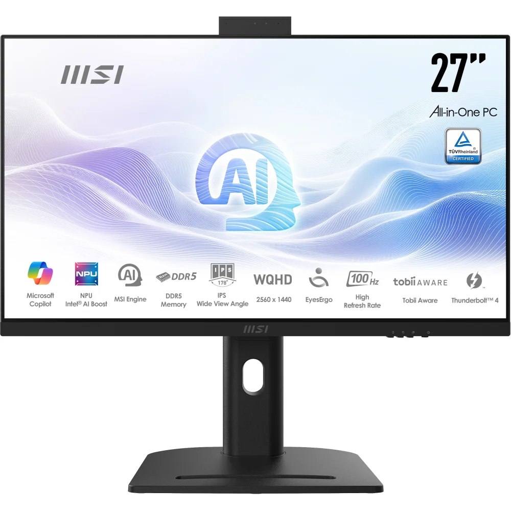 Yapay Zeka grafikleri, Intel AI Boost, DDR5 ve WQHD özellikli 27 inç Hepsi Bir Arada PC.
