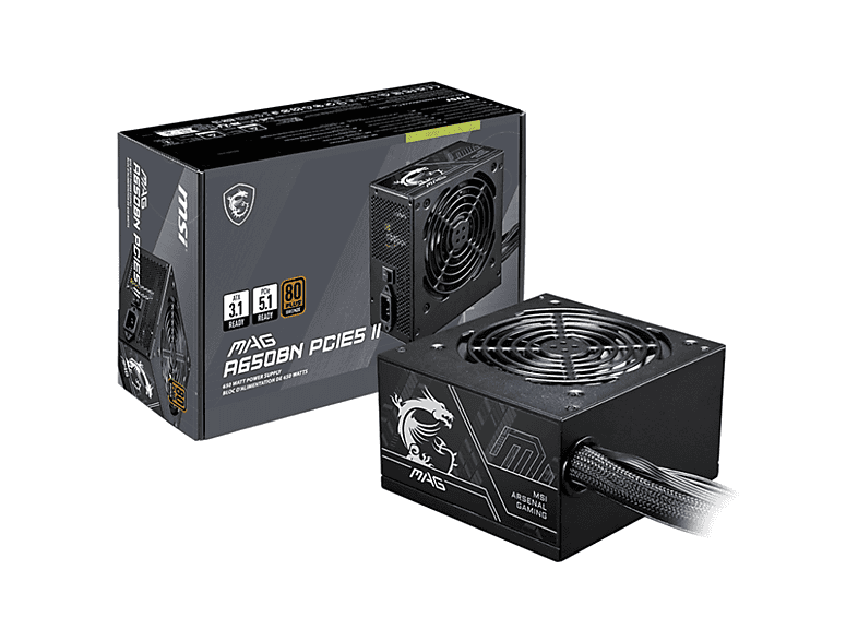 MSI MAG A650BN PCIE5 II 650W 80+ Bronze Power Supply