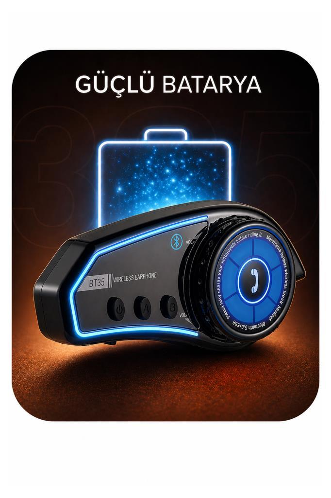 Mavi aydınlatmalı siyah kablosuz Bluetooth motosiklet kaskı kulaklığı.