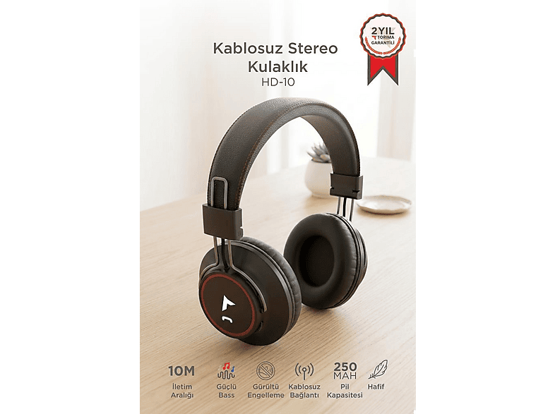TORIMA Bluetooth HD10 Kablosuz Kulak Üstü Kulaklık Siyah