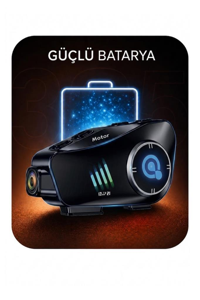 Mavi pil ikonlu ve "Güçlü Batarya" yazılı siyah araç kamerası.