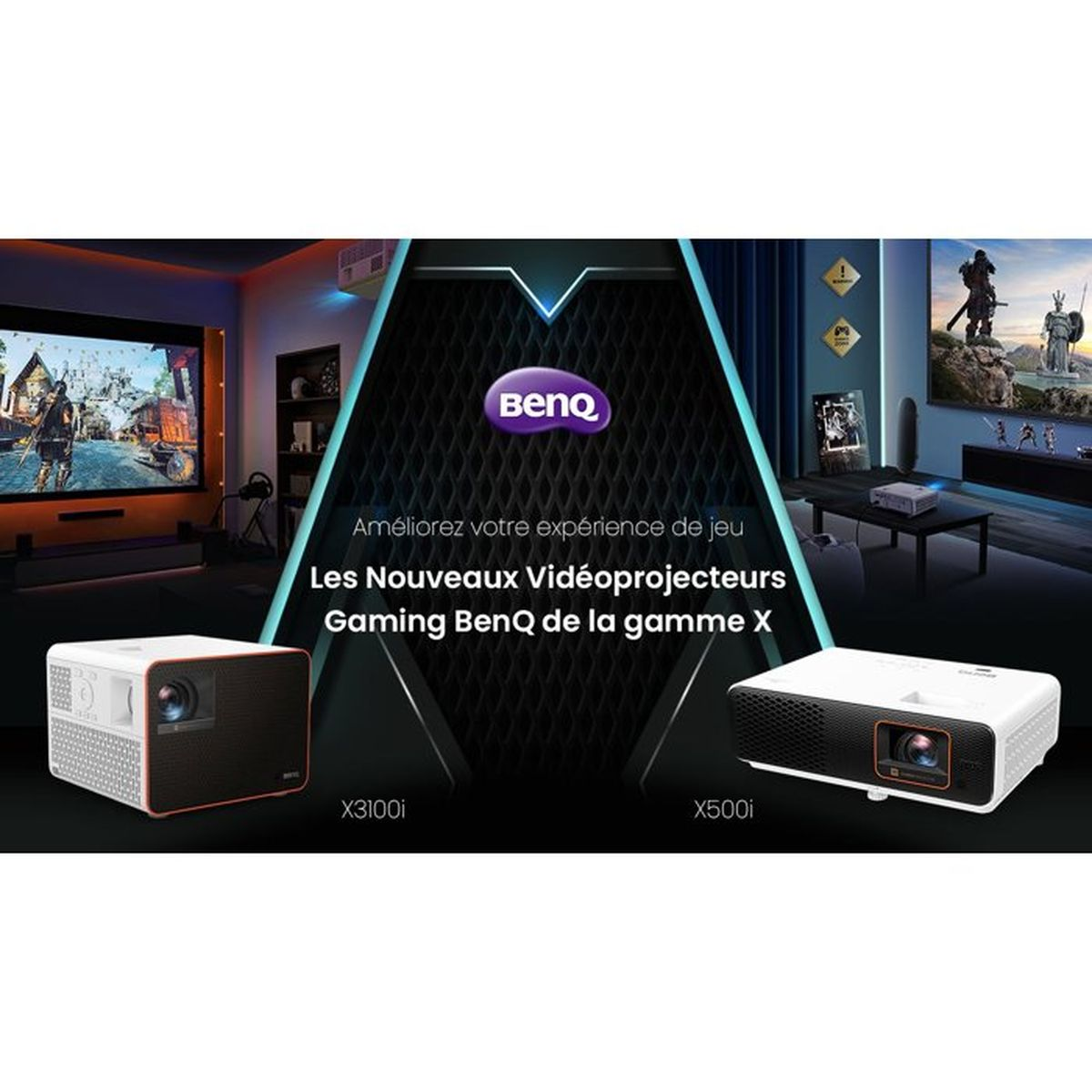 Vengono mostrati i proiettori gaming BenQ X3100i e X500i.