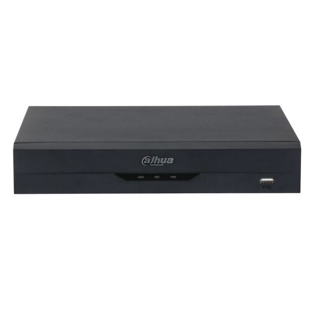 Un DVR Dahua nero con porta USB e spie luminose sul davanti.