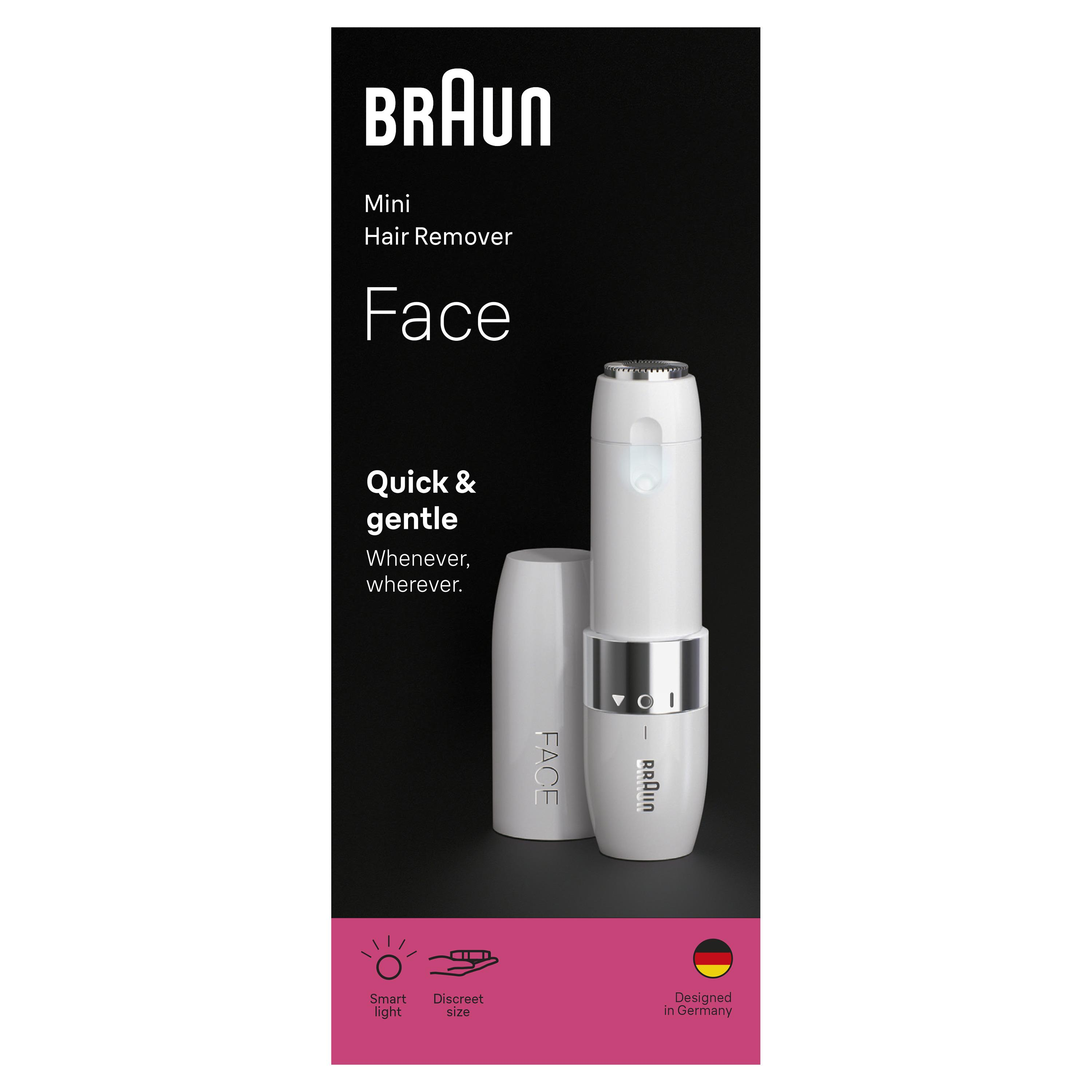 Braun Mini Yüz Tüy Giderici, beyaz, kapaklı, 'Hızlı & nazik'