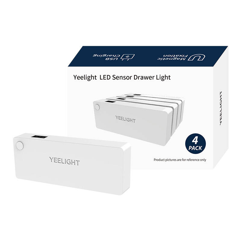 Luce bianca per cassetto Yeelight con ricarica USB e fissaggio magnetico, confezione da 4.