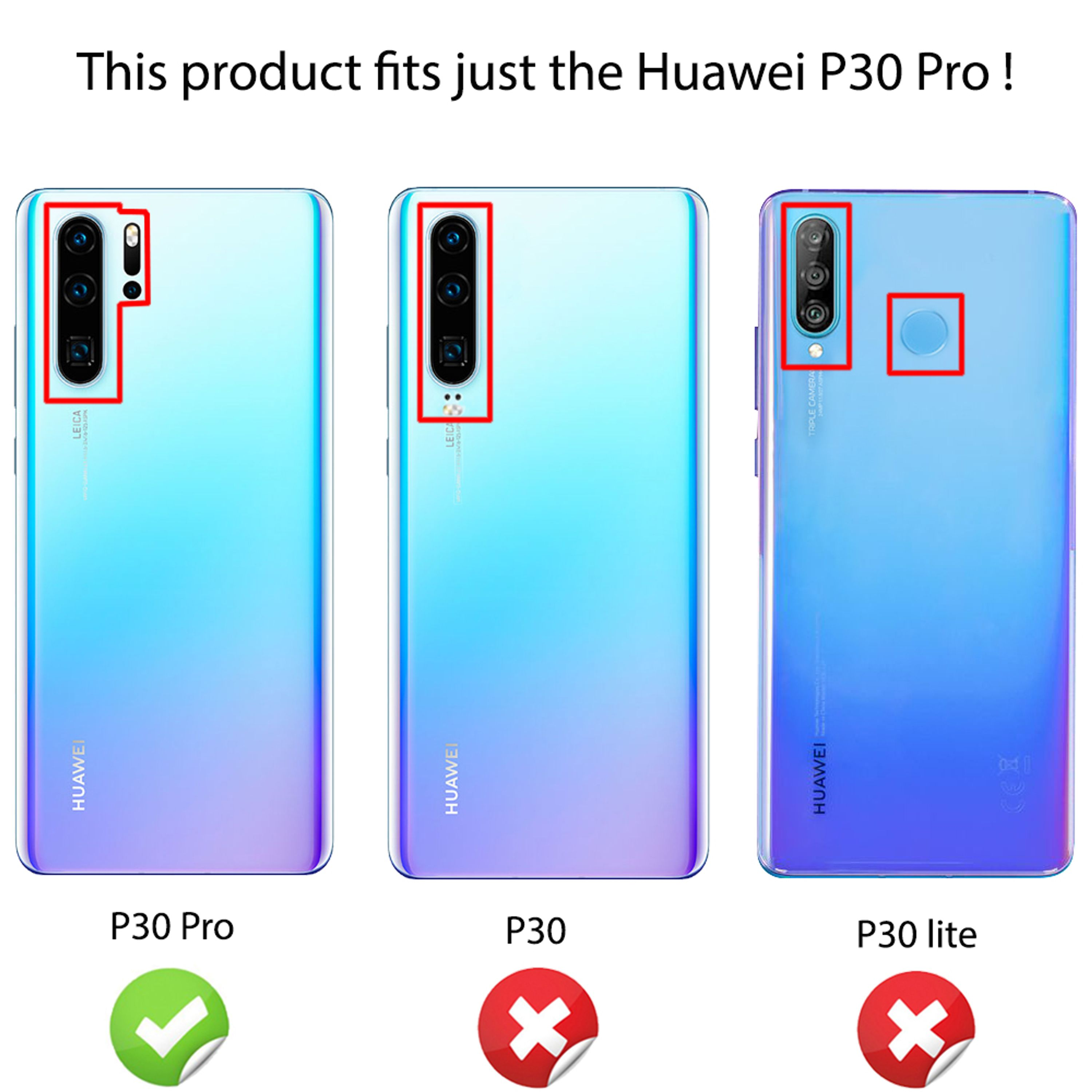 Drei Huawei-Telefone: P30 Pro, P30, P30 Lite. Kameras links.