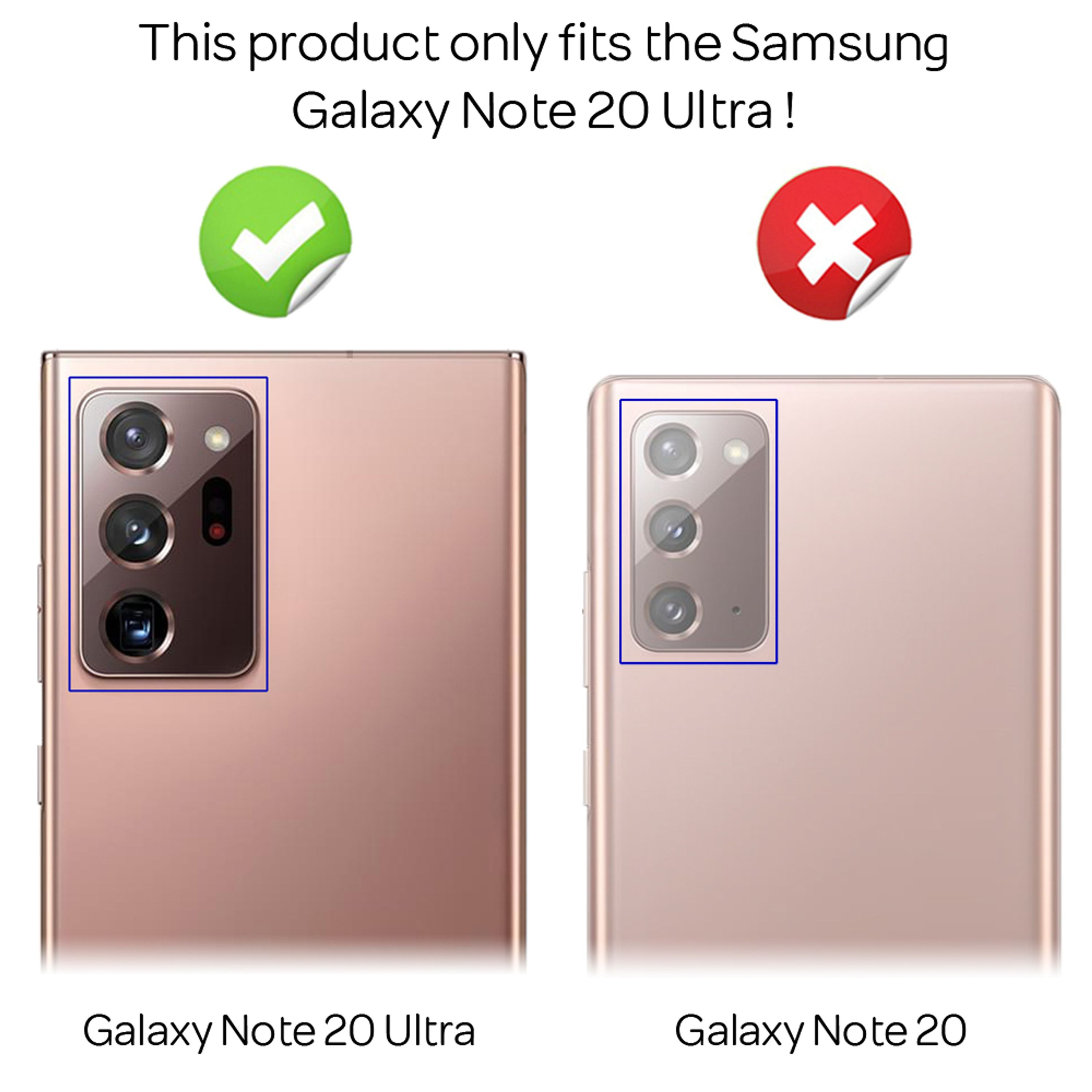 Vergleich zweier Samsung Handys: Note 20 Ultra (links) und Note 20 (rechts).