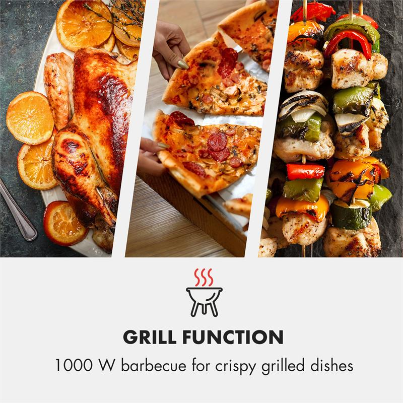 Collage di pollo alla griglia, pizza e pollo arrosto con arance.