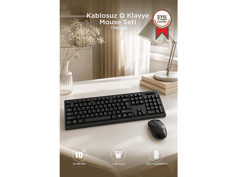 TORIMA Q TMK01 Kablosuz Klavye ve Mouse Seti Siyah