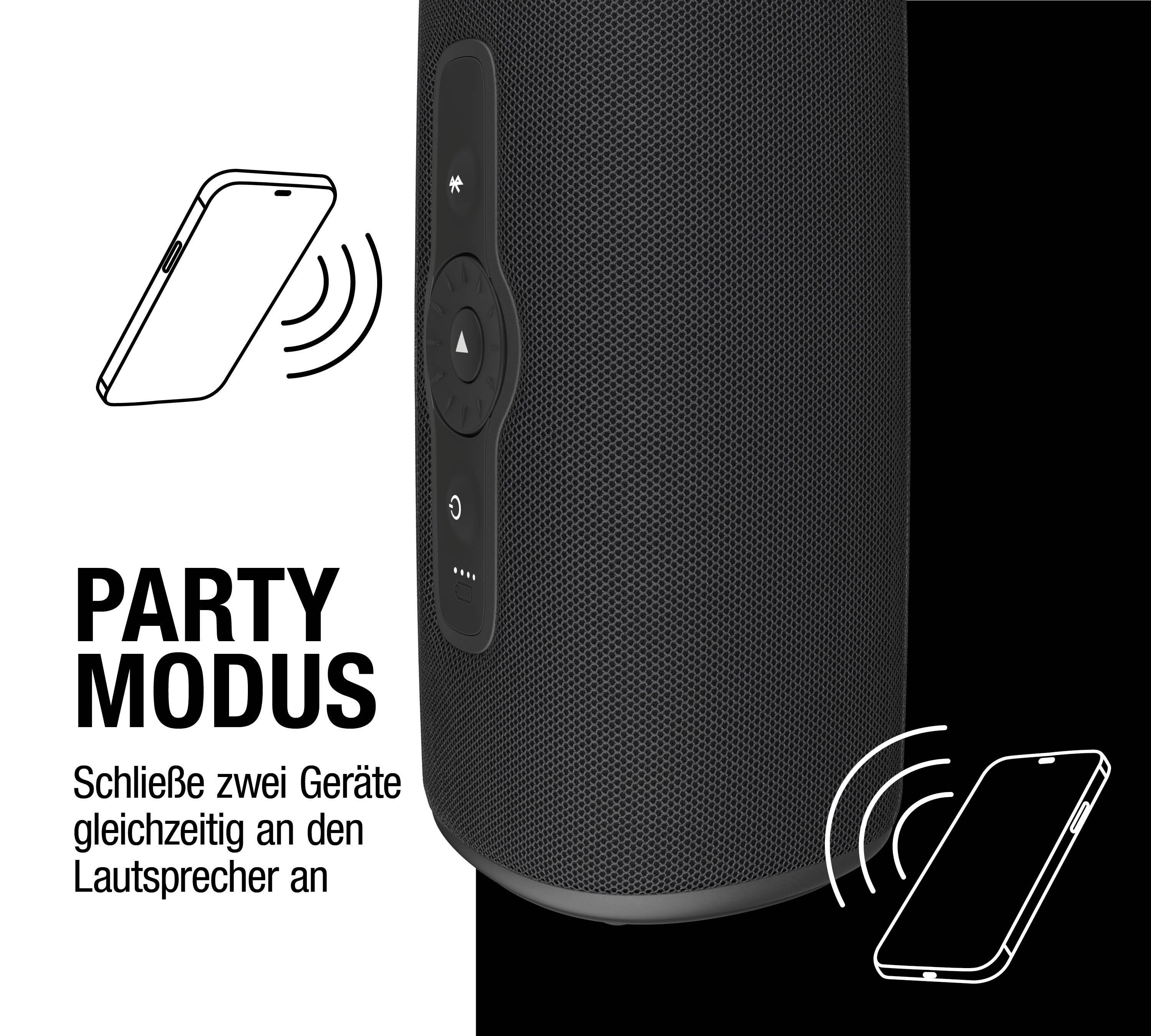 Party-Modus: Verbinde zwei Geräte gleichzeitig mit dem Lautsprecher.