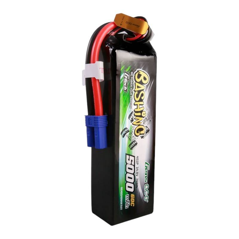 Czarna bateria LiPo z czerwonym i niebieskim złączem, 5000mAh, 14,8V.