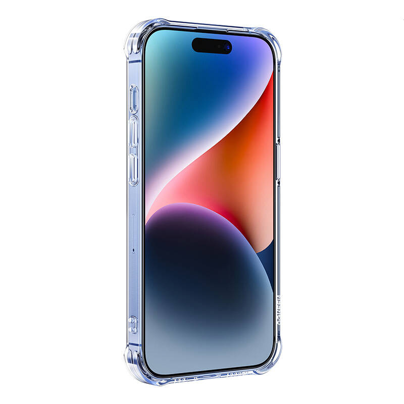 Przezroczyste etui ochronne na smartfon z kolorowym tłem.