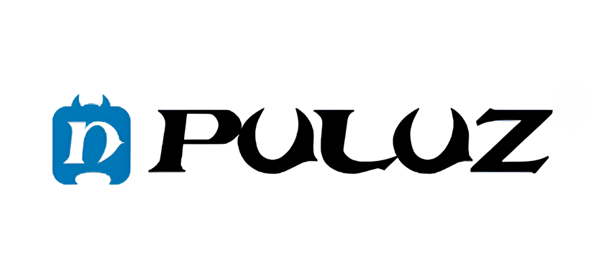 Logo blu con 'n' bianca e scritta nera 'Puluz'.