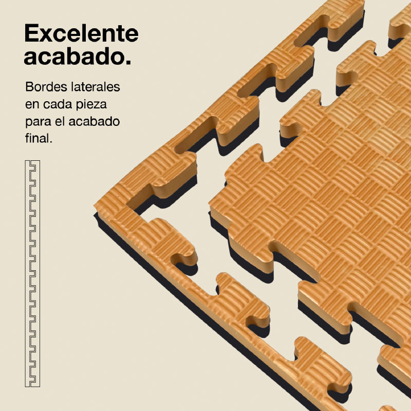 Esterillas de rompecabezas marrones entrelazadas con patrón de diamantes.