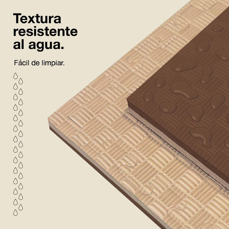 Textura resistente al agua con gotas en patrón marrón y beige.