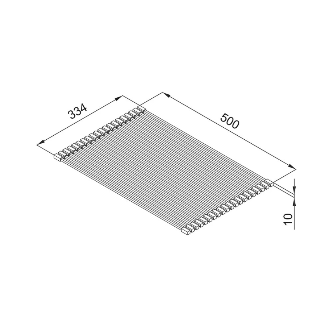 Disegno tecnico di un cavo piatto a nastro con dimensioni 334x500x10.