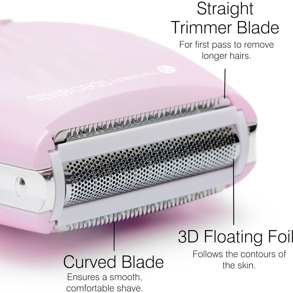 Un rifinitore rosa con lame dritte, curve e lamina flottante 3D.