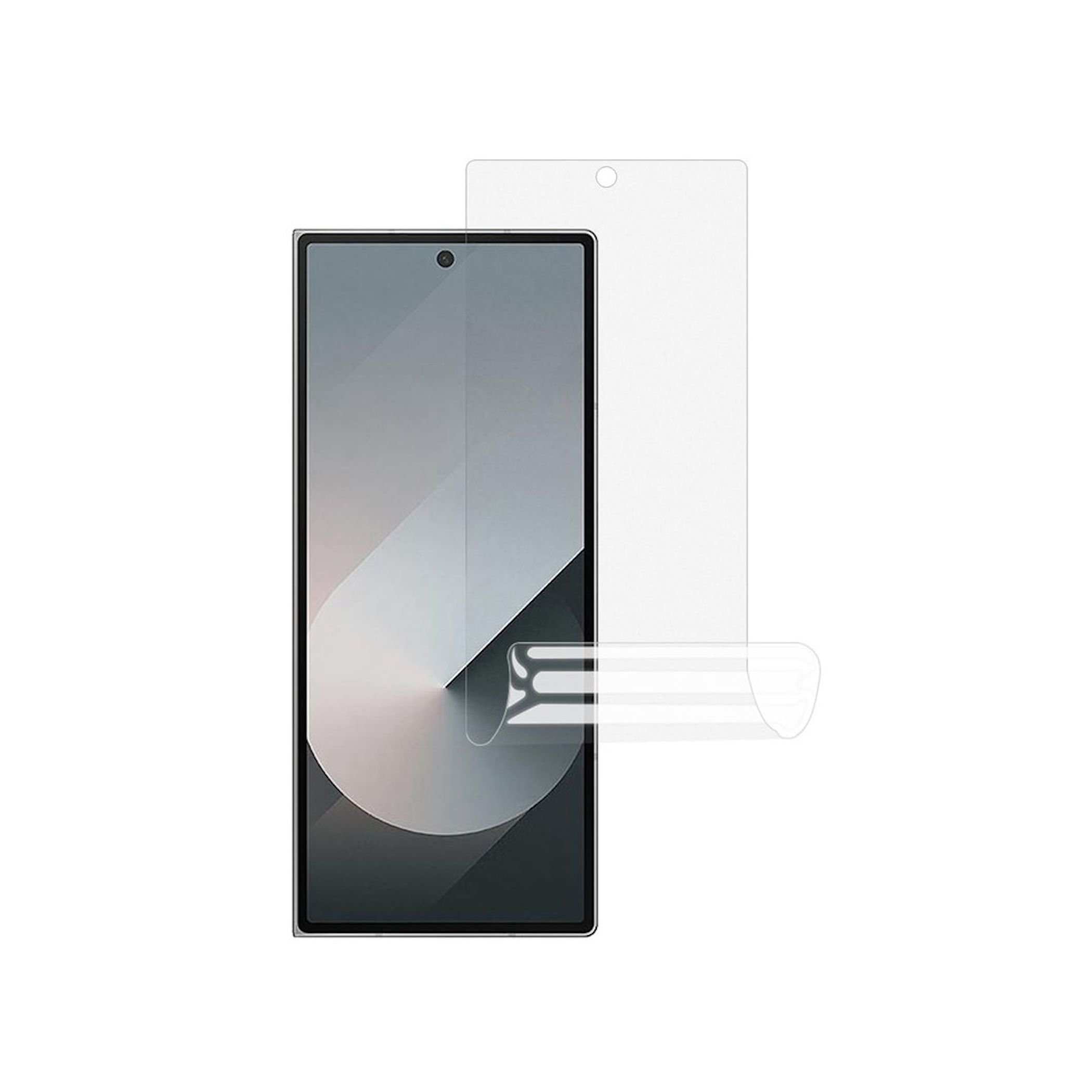 Ein Smartphone mit Displayschutzfolie, die angebracht wird.
