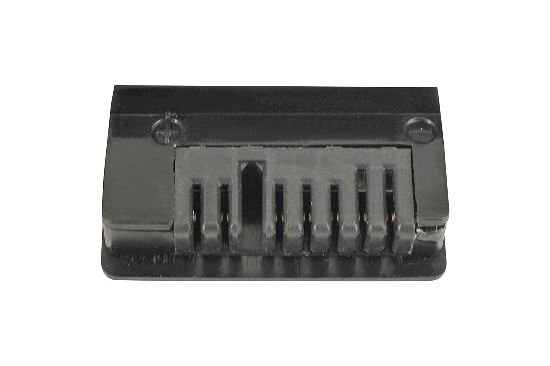 Schwarzer Stecker mit sieben Kontakten und einem mittleren Schlitz.