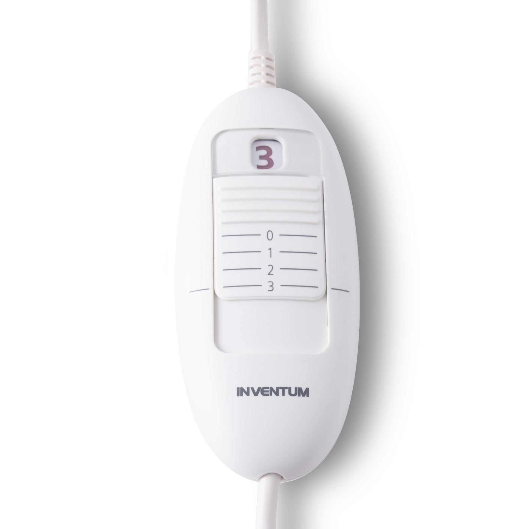 A white Inventum controller with settings 0-3 and display showing '3'.