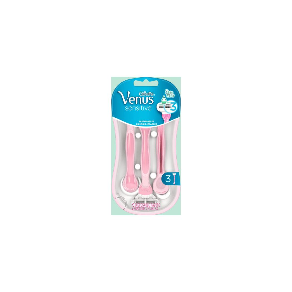 Rasoio usa e getta Gillette Venus Sensitive, confezione da 3, rosa.