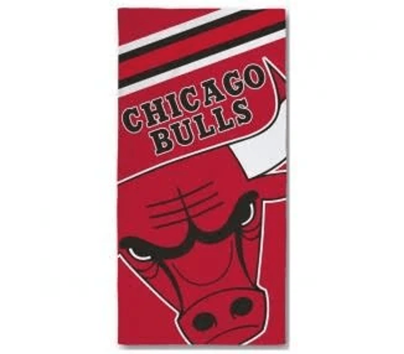 Ein rotes Handtuch mit dem Chicago Bulls Logo und einem Bullenkopf.