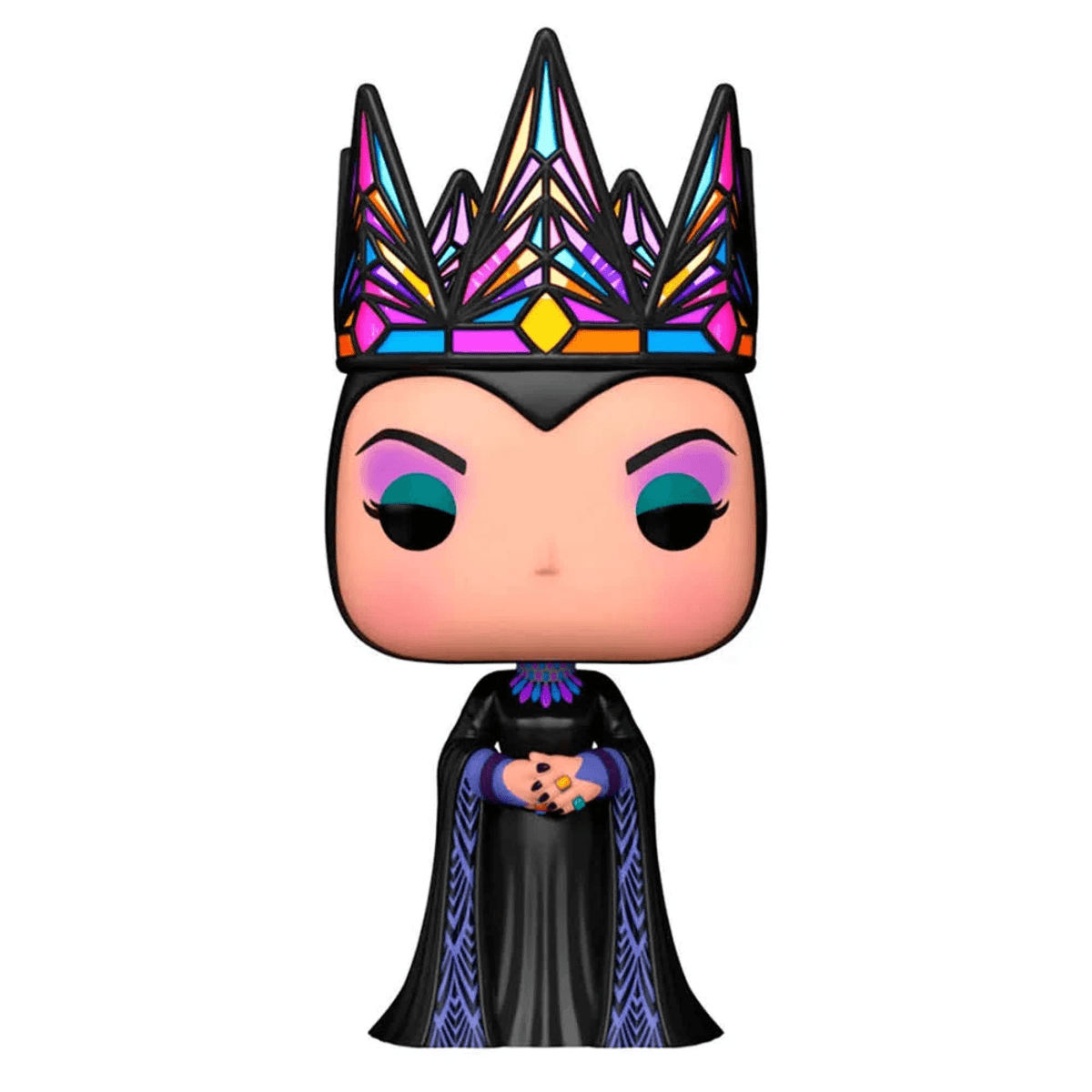 Figura Funko Pop! de la Reina Malvada con corona geométrica y vestido negro.