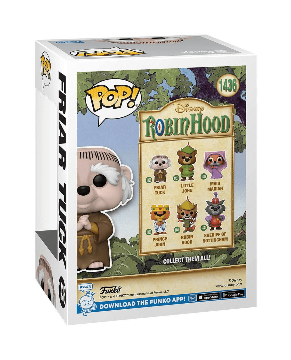 Scatola Funko Pop! Robin Hood con figura di Fraile Tuck e altri personaggi.