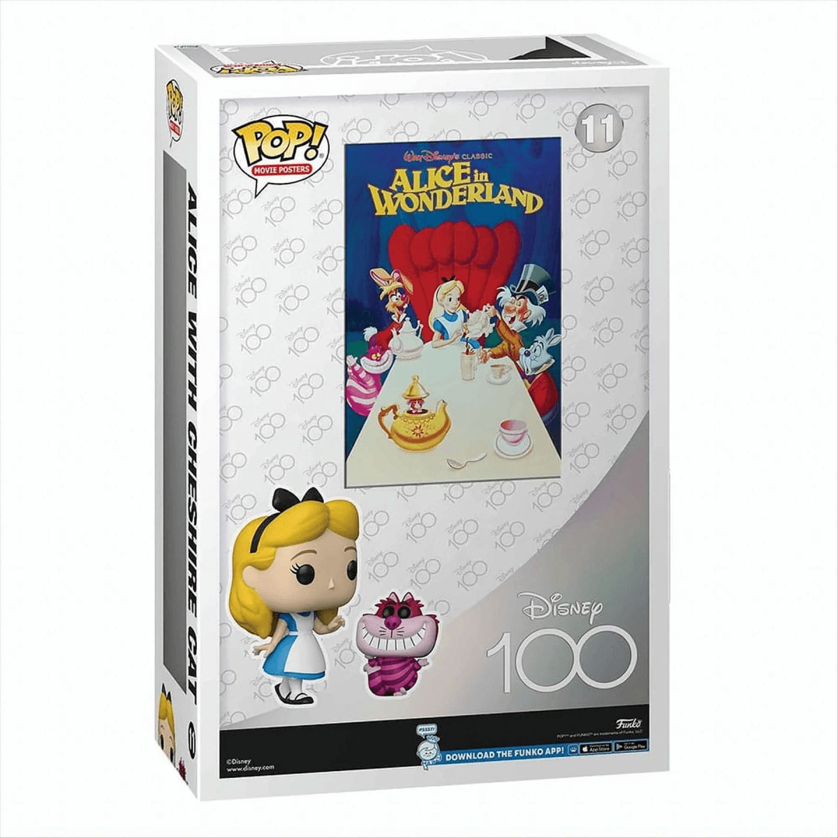 Scatola Funko Pop! Alice nel Paese delle Meraviglie con figure di Alice e Gatto Stregatto.
