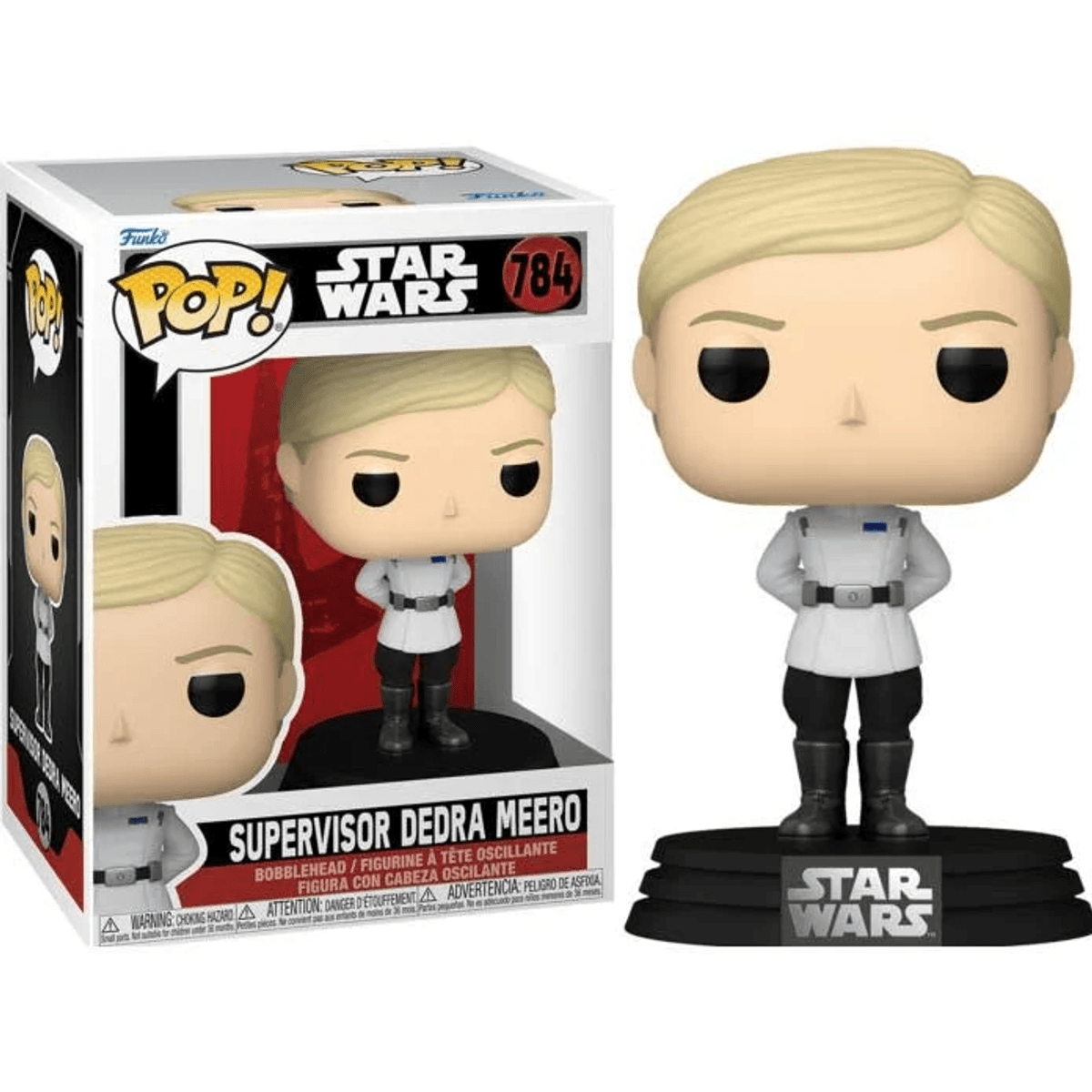 Figura Funko Pop! de la Supervisora Dedra Meero de Star Wars con uniforme blanco.