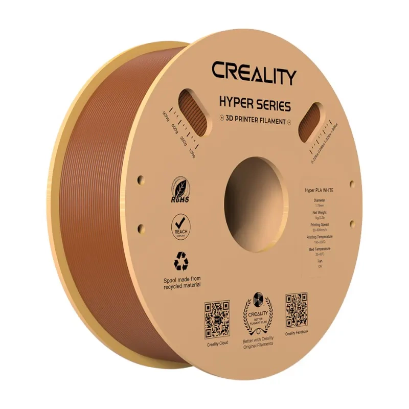 Una bobina di filamento marrone Creality Hyper Series per stampante 3D.
