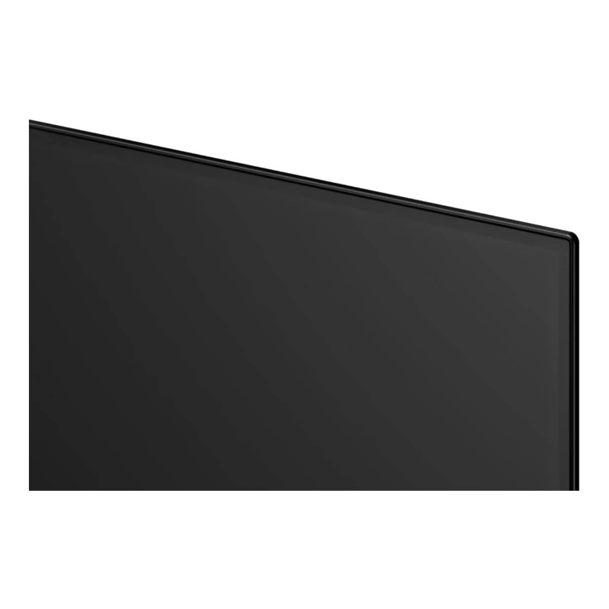 Primer plano de la superficie de una pantalla negra con un bisel negro fino.