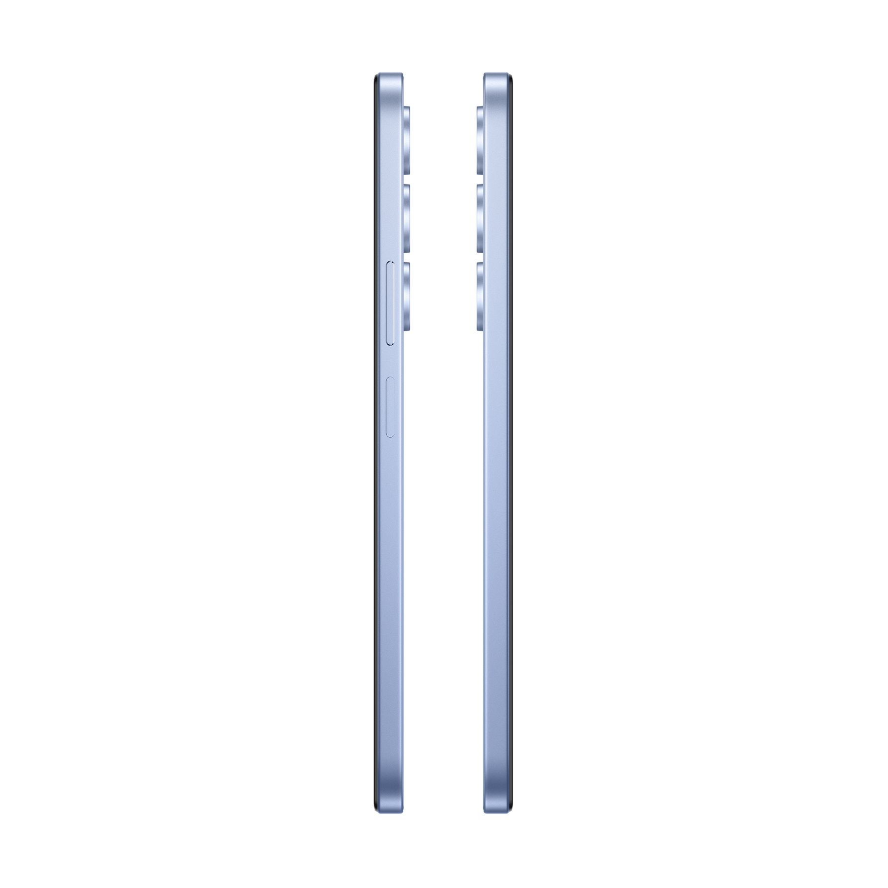 Due smartphone blu uno accanto all'altro su sfondo bianco.