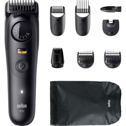 Regolabarba Braun BT5 nero con accessori e custodia.
