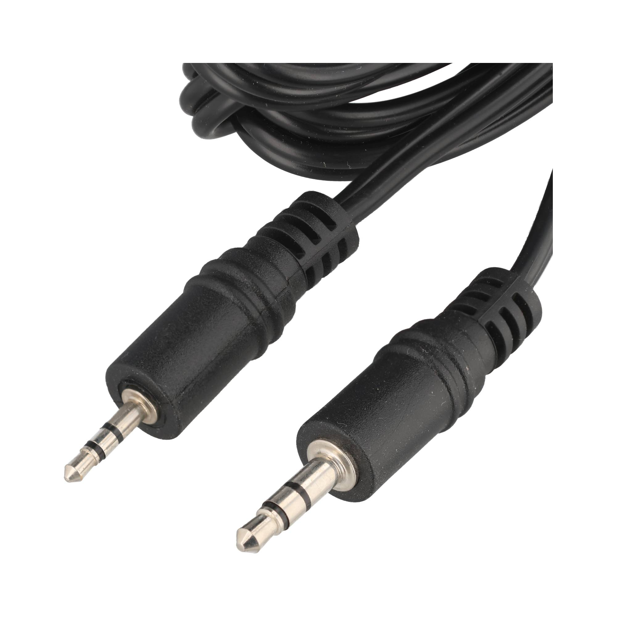 Cavo audio nero con due connettori jack da 3,5 mm