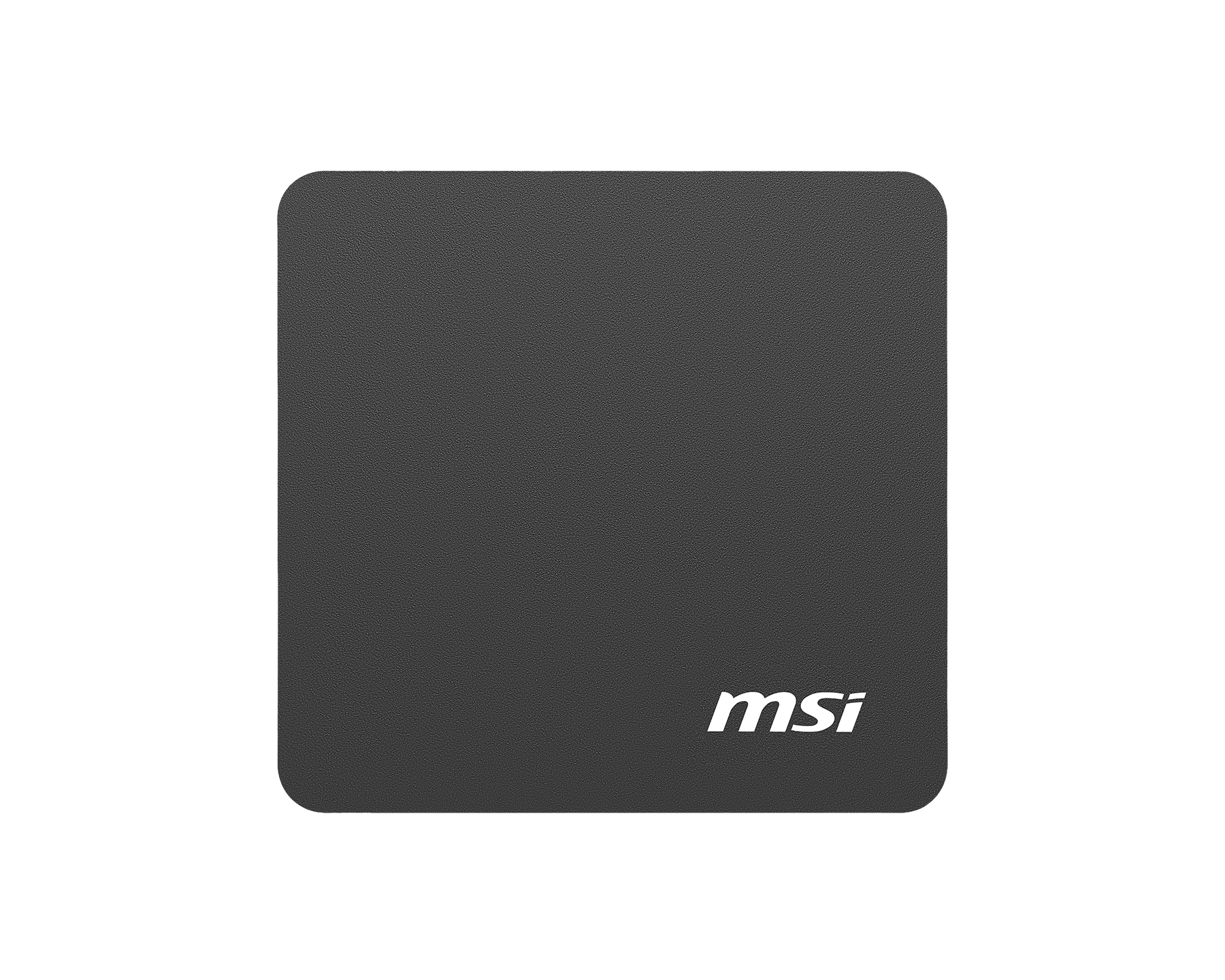 Un tappetino per mouse MSI nero con angoli arrotondati.