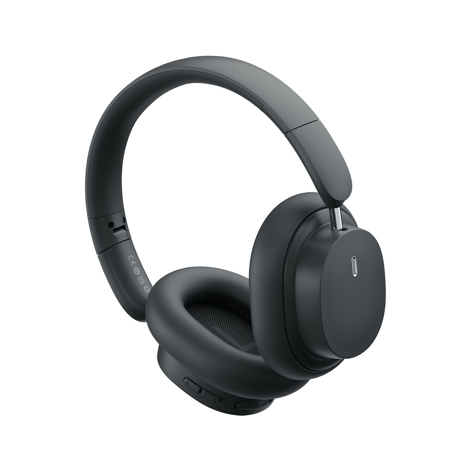 Auriculares negros supraaurales con diadema y almohadillas acolchadas.