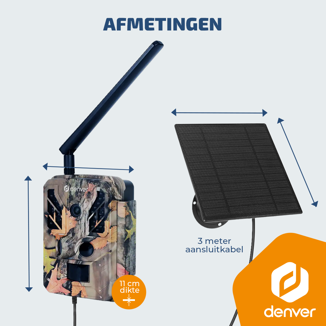 Camouflage camera met zonnepaneel en 3m kabel. 11cm dik.
