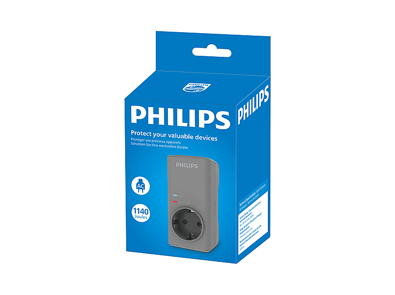 PHILIPS CHP7010G/10 1140 Joule Tekli 0 cm Akım Korumalı Priz Gri