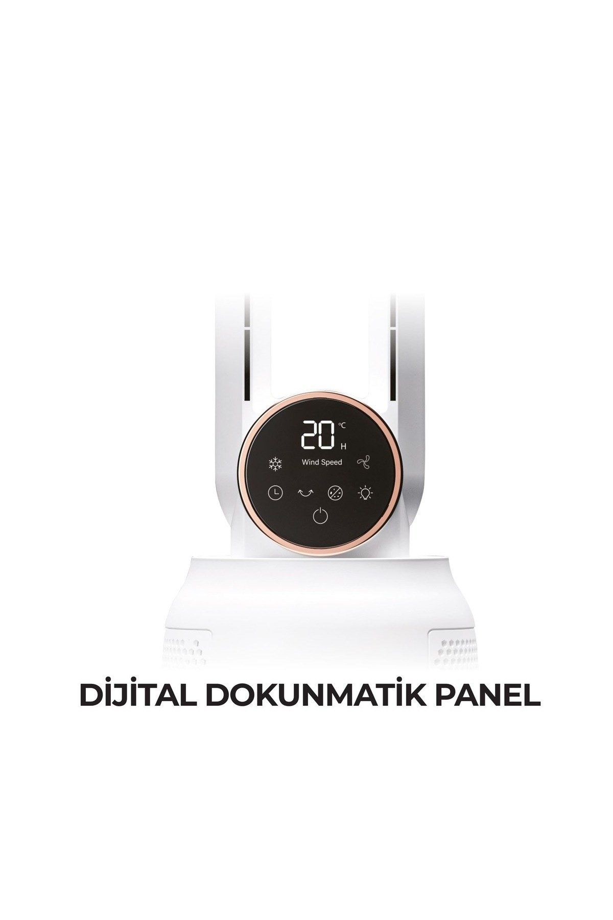 20°C gösteren dijital kontrol panelini sahip beyaz cihaz.