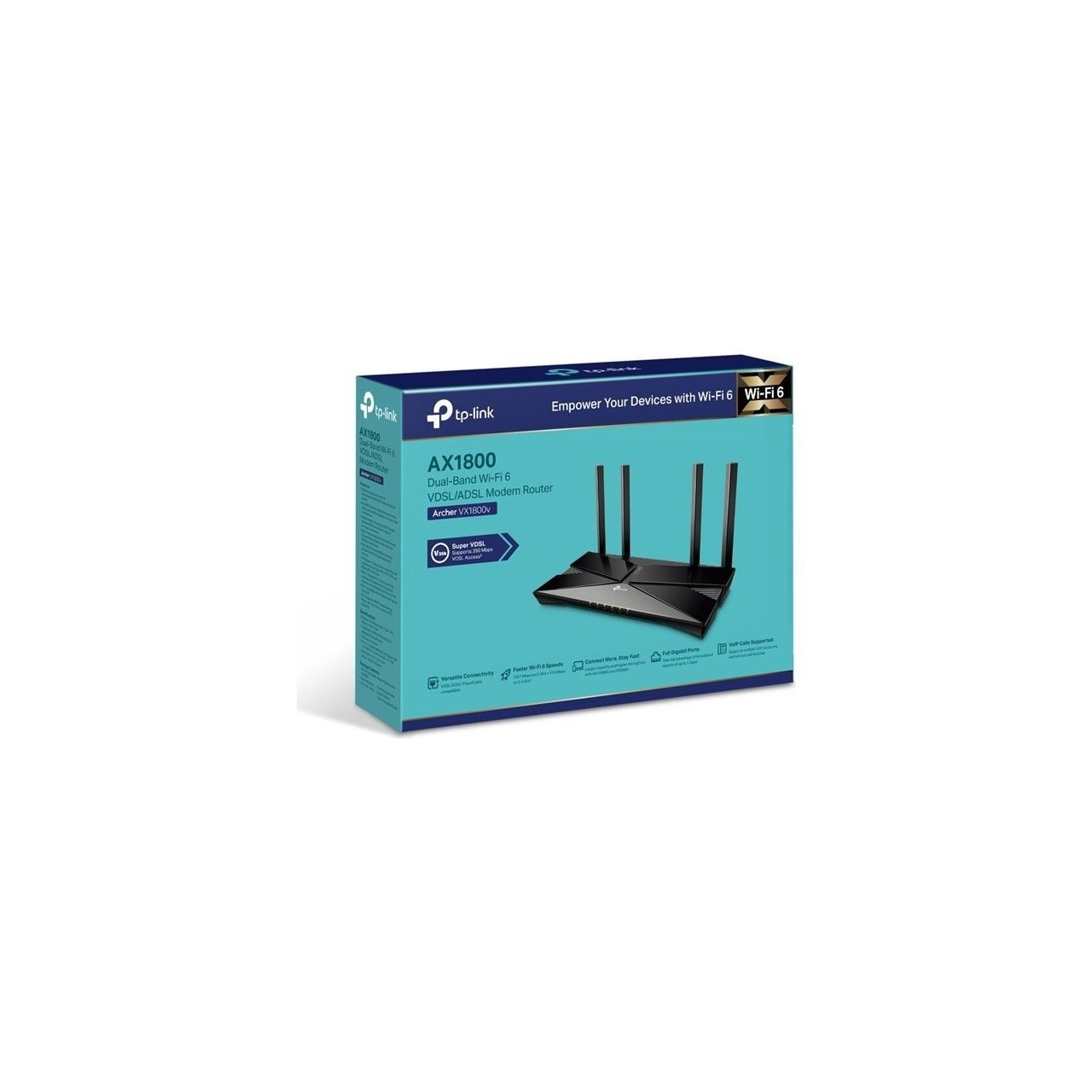TP-Link AX1800 Dual-Band Wi-Fi 6 VDSL/ADSL Modem Router Archer VX1800v su scatola.