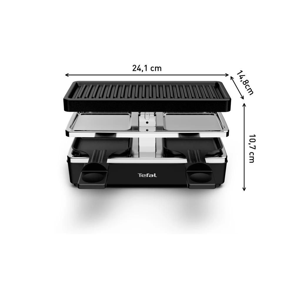 Grill da raclette nero compatto a due livelli con manici.