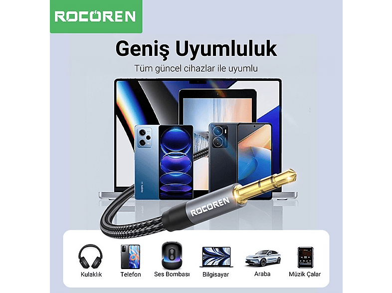 ROCOREN 3.5 mm Hi-Fi TRS AUX 1 m Ses Kablosu Fiyat & Özellik