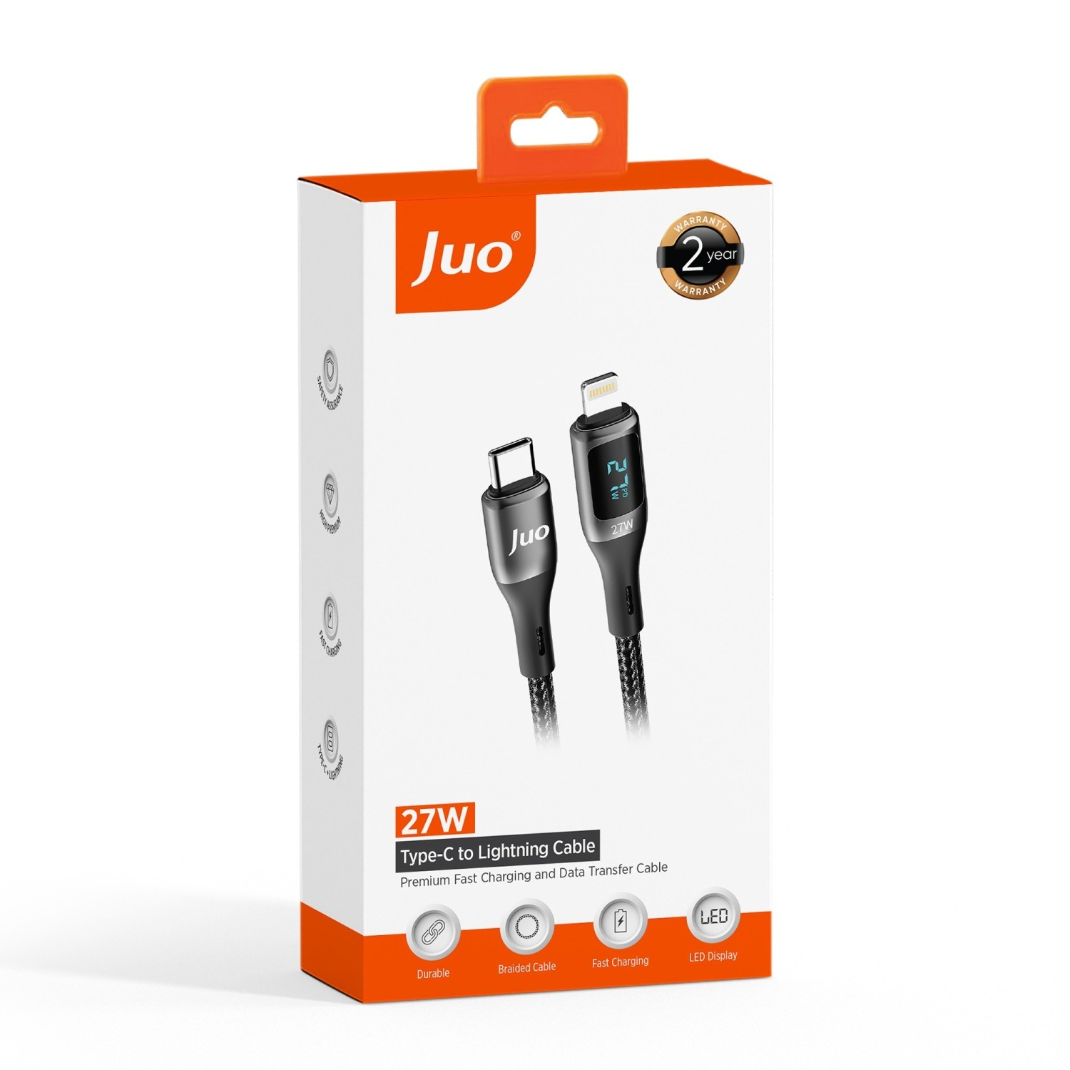Juo Type-C - Lightning 27W kablo ambalajı.