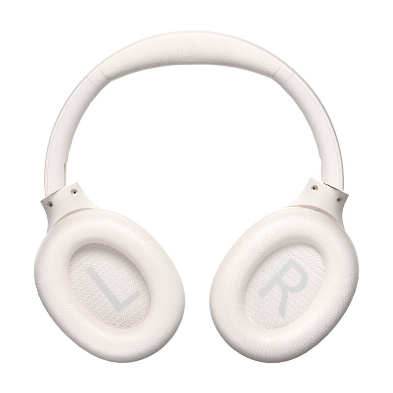 Weiße Over-Ear-Kopfhörer mit sichtbaren L- und R-Markierungen an den Ohrmuscheln.