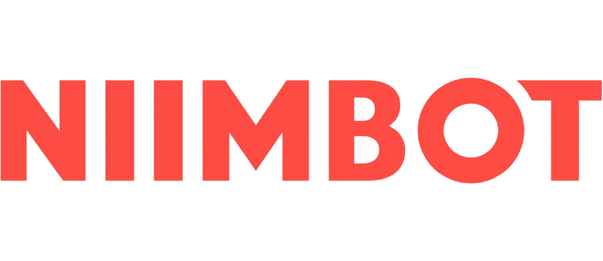 Testo rosso su sfondo bianco: NIIMBOT