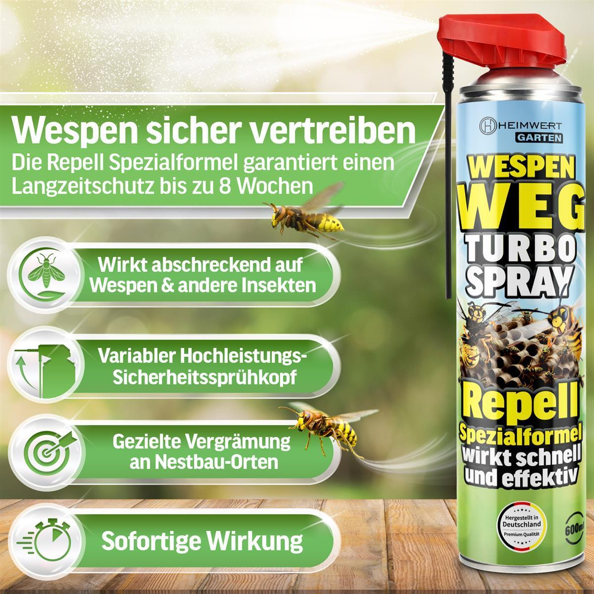 Dose Wespenspray mit detaillierten Produktinformationen und Warnhinweisen.