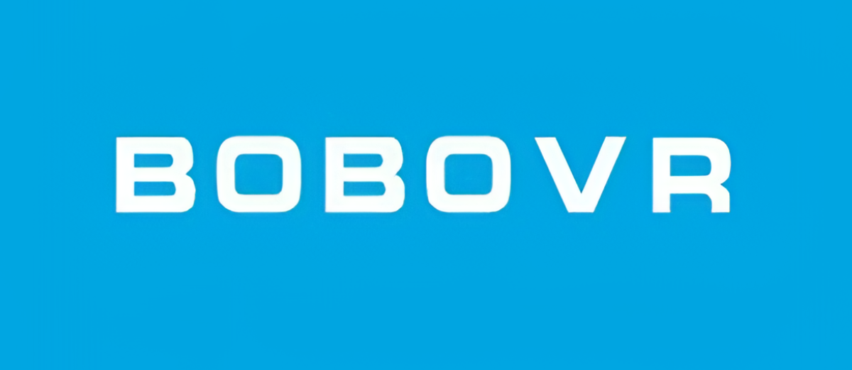 Das Logo zeigt weiße Großbuchstaben BOBVR auf blauem Hintergrund.